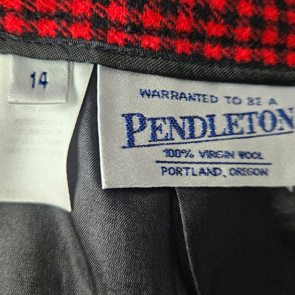Pendleton Black & Red Houndstooth Wool Long Midi … - image 2